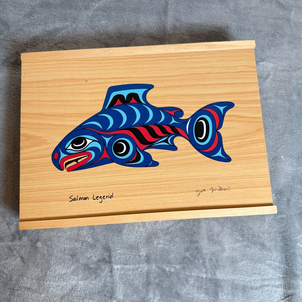 Salmon Legend Wooden Keepsake Box Joe Wilson Northwest Coast Native Art